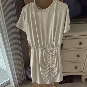 Express Cream Ruched Short Sleeve tshirt dress size S
